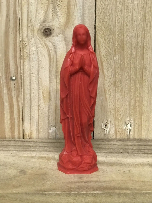 Madone - Statue de cire Notre Dame de Lourdes Rouge 2 tailles