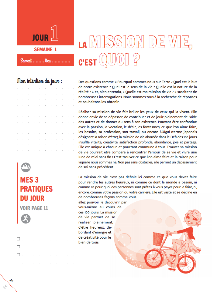 PACK Cahier d'exercices du Défi des 100 jours pour TROUVER SA MISSION DE VIE  + 100 cartes intuition + POCHETTE CADEAU