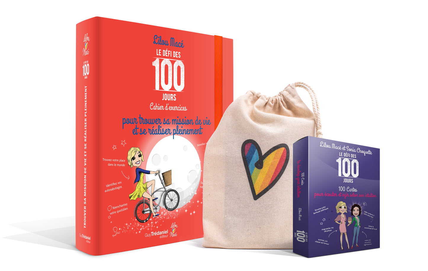 PACK Cahier d'exercices du Défi des 100 jours pour TROUVER SA MISSION DE VIE  + 100 cartes intuition + POCHETTE CADEAU