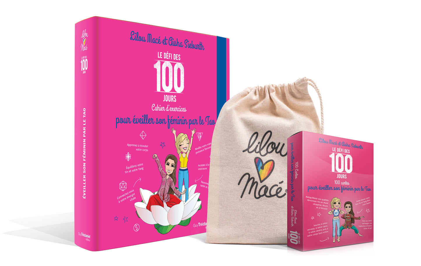 PACK Cahier d'exercices du Défi des 100 jours pour ÉVEILLER SON FÉMININ PAR LE TAO  +  100 cartes TAO de la femme + POCHETTE CADEAU